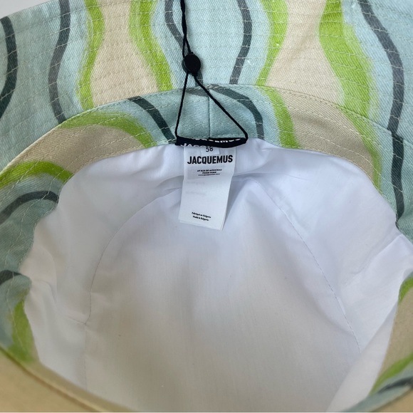 NWT Jacquemus Bucket Hat Le Bob Gadjo Unisex in Blue / Grey Stripe Le Raphia - Picture 9 of 16